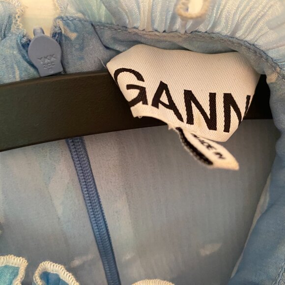 GANNI Pleated Georgette Maxi Dress in Forever Blue Size 4 - Picture 7 of 8